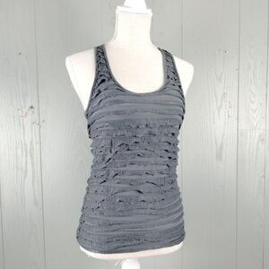 Y2K Gray Ruffled racer back Top